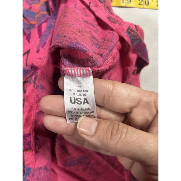 Fresh Produce Floral Tunic Blouse Womens Size 3X Pink Tropical Bright Colorful - Picture 4 of 9